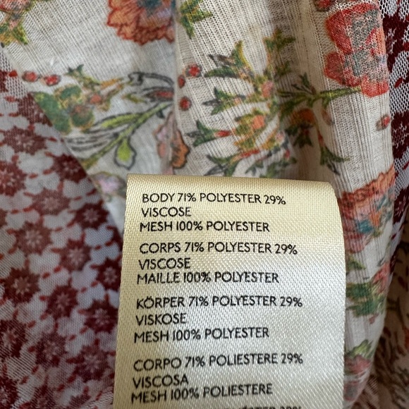 Free People Because I love You Tunic Sheer Floral Boho Oversize Size Large - Picture 7 of 10